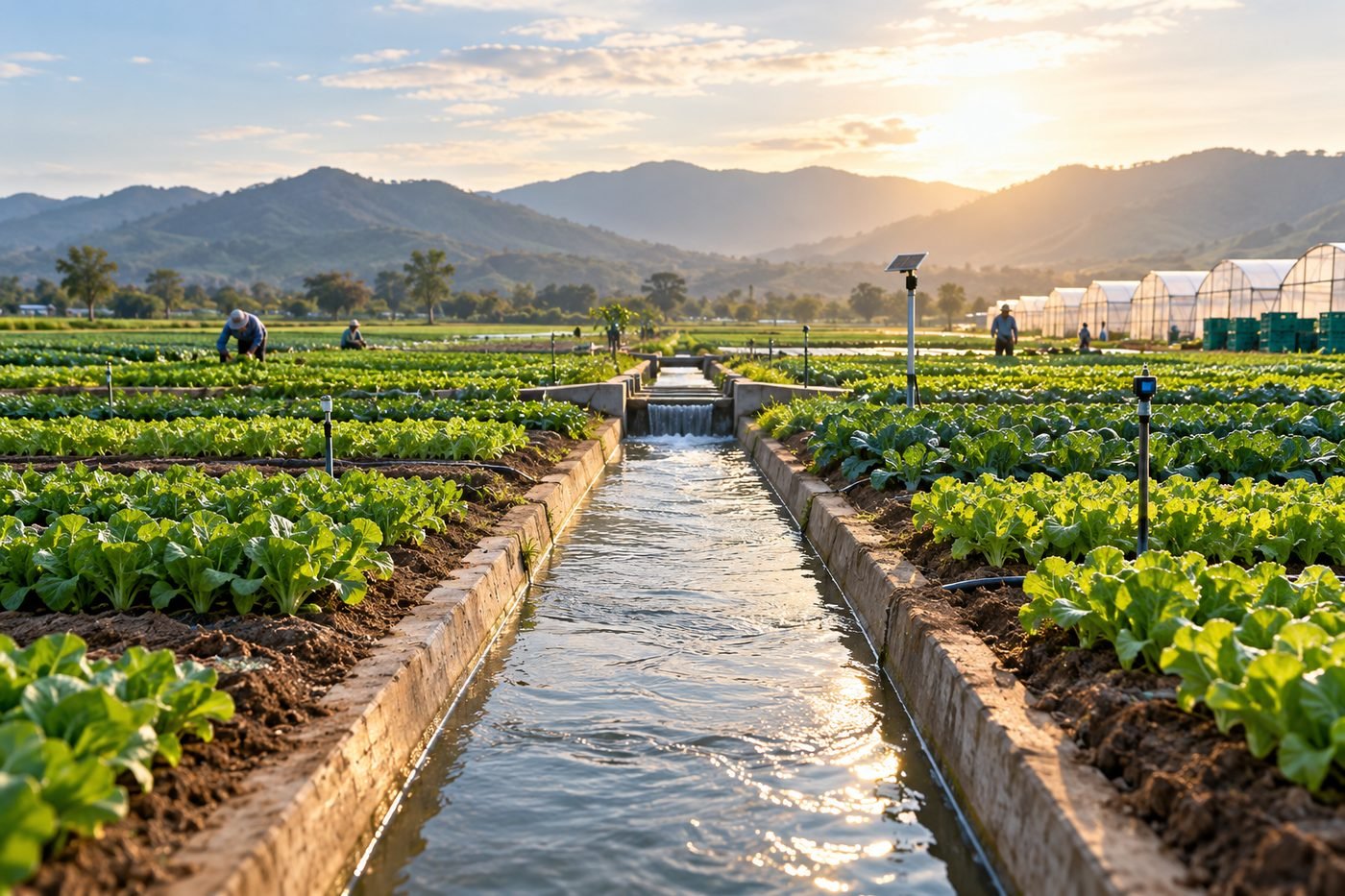 Canal-irrigated vegetable plots: layout and water control